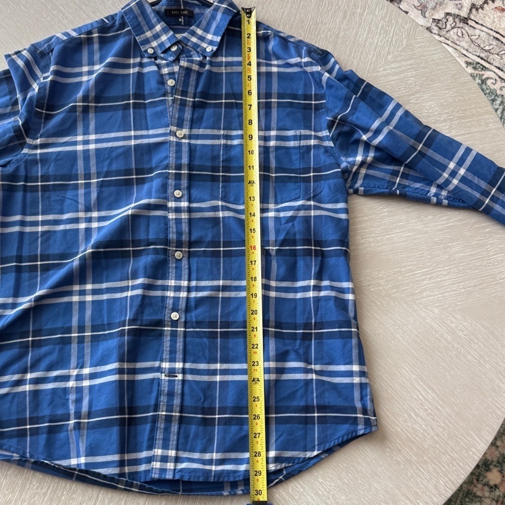 St. John's Bay Blue Plaid Button-Down Shirt Large Like New A44 Beauty!! - Picture 9 of 11